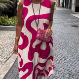 Robe Sans Manches Col Rond Avec Imprimé Géométrique
