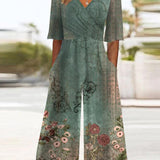 Combinaison à poche à imprimé floral vintage