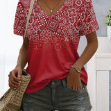 T-Shirt Col V Imprimé
