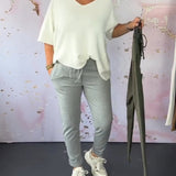 Pantalon décontracté de couleur unie avec cordon de serrage et poche