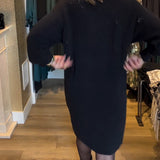 Robe pull de couleur unie à col en V