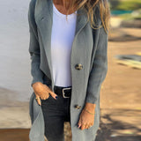 Cardigan décontracté à capuche avec poche boutonnée de couleur unie