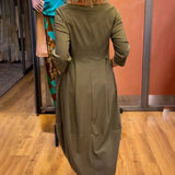 Robe à col rond et manches 2/3
