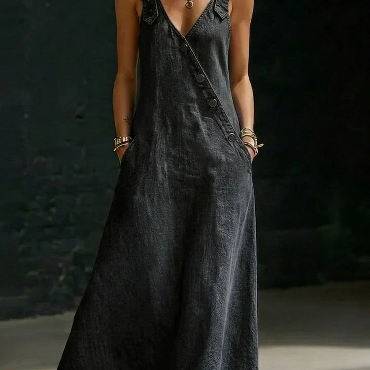 Lalie | Robe longue en denim boutonnée