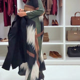 Robe Tendance Imprimée À Col Rond Et Manches Longues