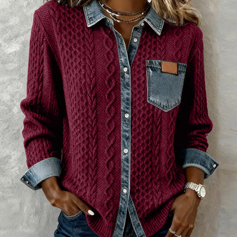 Chemise Manches Longues À Patchwork Jean