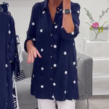 Chemise décontractée à revers imprimé à pois