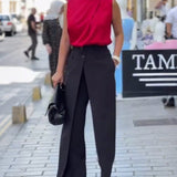 Pantalon Asymétrique À Couches Jambes Larges