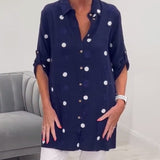 Chemise décontractée à revers imprimé à pois