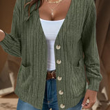 Veste manches longues col V couleur unie