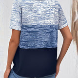 T-shirt Col Rond Manches Courtes Couleur Contrastée