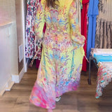 Robe de villégiature imprimée à manches longues