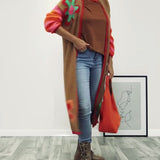 Cardigan long décontracté à motifs floraux