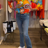 Blouse manches longues col V imprimé coloré