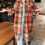 Manteau décontracté à carreaux avec boutons