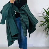 Manteau tendance de couleur unie avec fermeture éclair et bouton amovible