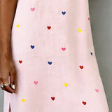 Robe Colorée À Imprimé Cœur Et Col En V