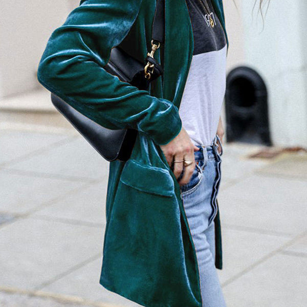 Burgundy | Blazer en velours style rue