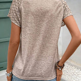 T-Shirt Solide Couleur Creuse Col Rond Slim
