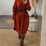 Robe pull à manches chauve-souris de couleur unie