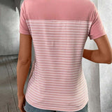 T-Shirt À Manches Courtes Rayé Contrasté