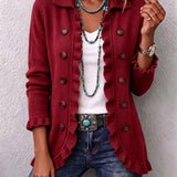 Rosalia | Veste Tricotée Rouge Rubis avec Détails Gonflés