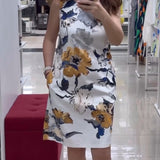 Robe élégante sans manches à imprimé floral