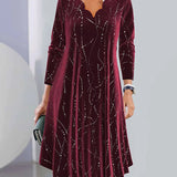 Robe élégante à manches longues et col en V