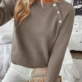 Pull Bouton Décoré Manche Raglan