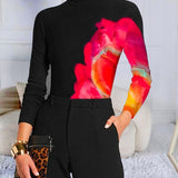 T-shirt skinny à col montant