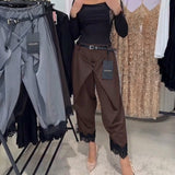 Pantalon À La Mode Dentelle Broderie Harem