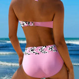 Bikini dos nu imprimé patchwork léopard