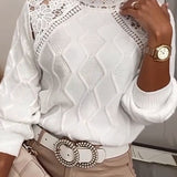 Pull Garniture Dentelle Mode Patchwork