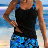 Tankini Débardeur Sans Manches Coupe Carrée