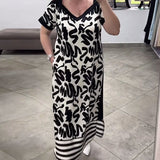 Robe imprimée à manches courtes et épaules dénudées