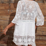 Smock V-Neck Brodé En Dentelle