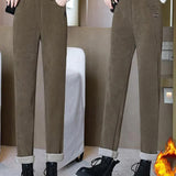 Pantalon Taille Haute Chaud avec Doublure en Laine