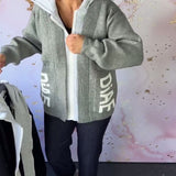 Manteau-Pull Décontracté à Manches Longues avec Lettre