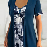 Blouse Imprimée Faux Deux Pièces Irrégulière