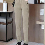 Pantalon Taille Haute Chaud avec Doublure en Laine