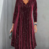 Robe élégante à manches longues et col en V