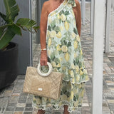Robe asymétrique à imprimé floral