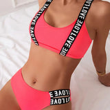 Bikini Lettre Bretelle Soutien-Gorge Deux Pièces