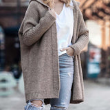Cardigan simple à capuche de couleur unie avec motif chauve-souris