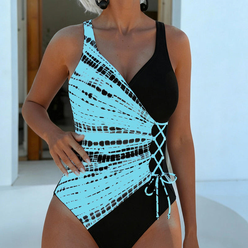 Maillot De Bain Une Pièce Color-Block À Pois