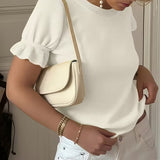 T-shirt Volantée Manches bouffantes Tricot
