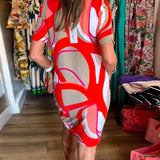 Robe imprimée droite à col en V