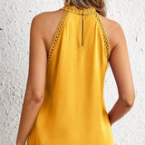 Gilet Uni Dentelle Creuse Sans Manches