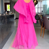 Robe longue à col rond et ligne A