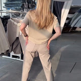 Pantalon Uni Décontracté Droit